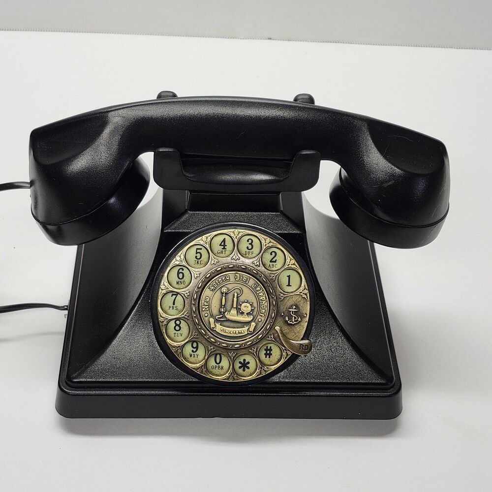 Vintage Style Rotary Dial Telephone Black Antique Retro Desktop Landline Phone